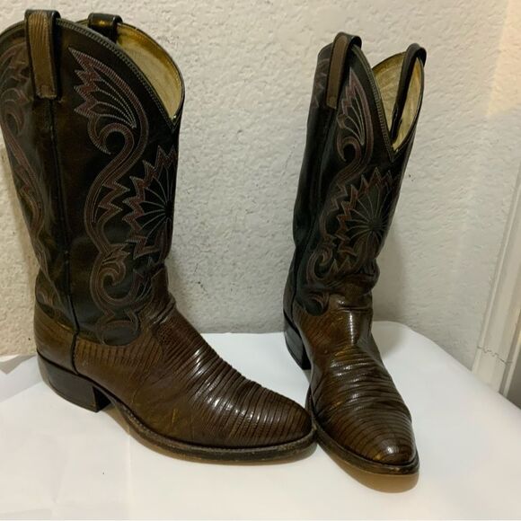 Dan Post Cowboy Boots Men\'s Black Brown Leather Western Size 9D main image 12